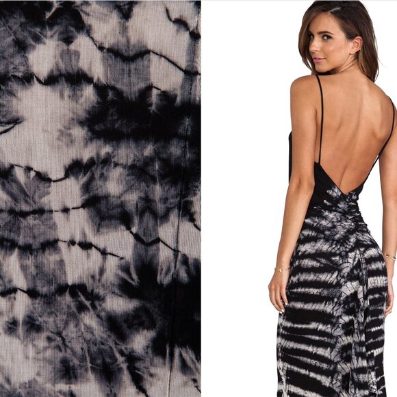 Young Fabulous XS Broke Livinia Skeleton Tie Die Maxi Long Dress Black Jersey - Picture 3 of 15